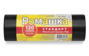 Мешки для мусора 120 л , черные , серия Стандарт ( ПВД , 27 мкн , 10 шт в рулоне ) ВР-0065