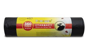 Мешки для мусора 360 л , черные , серия Стандарт ( ПВД , 30 мкн , 10 шт в рулоне ) ВР-0075