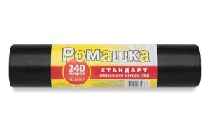 Мешки для мусора 240 л , черные , серия Стандарт ( ПВД , 30 мкн , 10 шт в рулоне ) ВР-0073