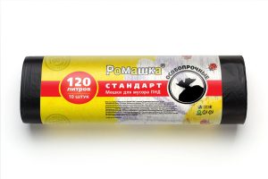 Мешки для мусора 120 л , черные , серия Стандарт , Эконом ( ПВД , 16 мкн , 10 шт в рулоне ) НМ1201020Ч