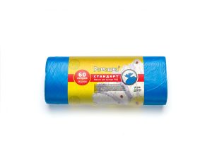 Мешки для мусора 60 л , синие , серия Стандарт ( ПНД , 8 мкн , 25 шт в рулоне ) НМ60252502
