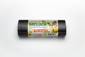 Мешки для мусора 60 л , черные , серия Премиум ( ПНД , 7,3 мкн , 30 шт в рулоне ) НМ603030-Э
