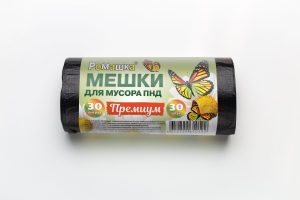 Мешки для мусора 30 л , черные , серия Премиум ( ПНД , 7,3 мкн , 30 шт в рулоне ) НМ303030-Э