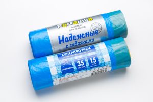 Мешки для мусора 35 л с завязками , синие , серия Надежные , ( ПСД , 18 мкн , 15 шт в рулоне ) ВЗ351512