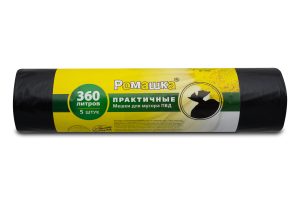 Мешки для мусора 360 л , черные , серия Практичные ( ПВД , 40 мкн , 5 шт в рулоне ) ВР-0095