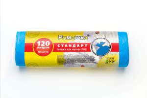 Мешки для мусора 120 л , синие , серия Стандарт , Эконом ( ПВД , 11 мкн , 10 шт в рулоне ) НМ1201030С